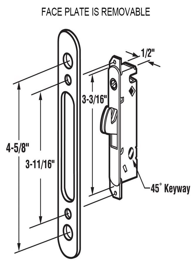 ALLYWASAI Patio Sliding Door Handle Set with Mortise Lock, Key Cylinder and Face Plate, Full Replacement Handle Lock Set Fits Door Thickness from 1-1/2" to 1-3/4", 3-15/16" Screw Hole Spacing, Black - Image 4
